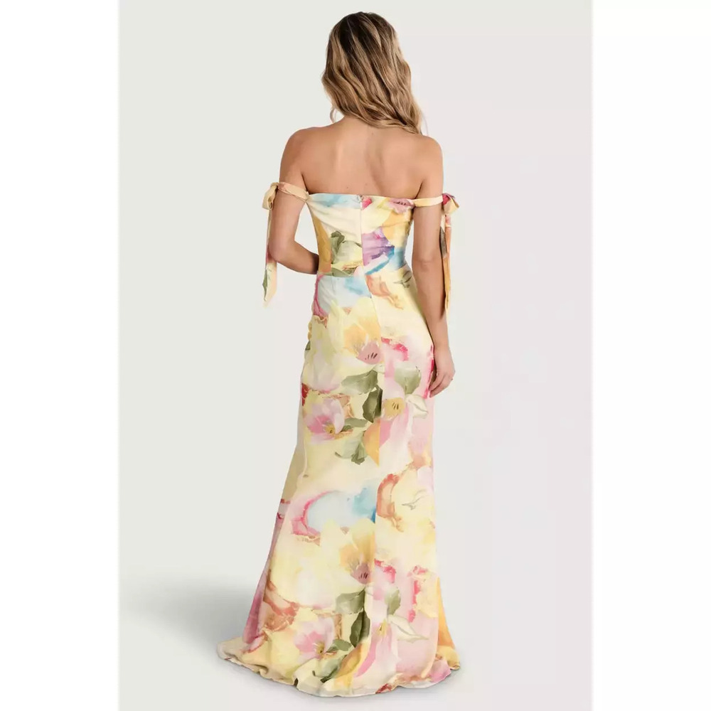 Baltic Born Pastel Floral Off-Shoulder Maxi Dress in Yellow and Pink - Picture 5 of 5